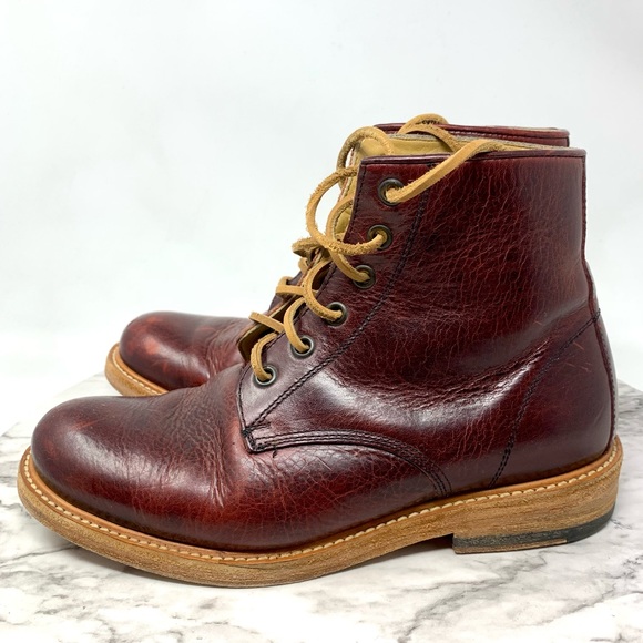 Will Leather Goods Lace Up Leather Combat Moto Boots 38/6MNS/8WMS Gorpcore - Picture 3 of 16